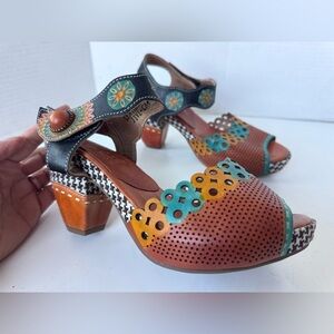 L'Artiste By Spring Step Jive Boho Platform Heel Sandals Shoes Women’s 37